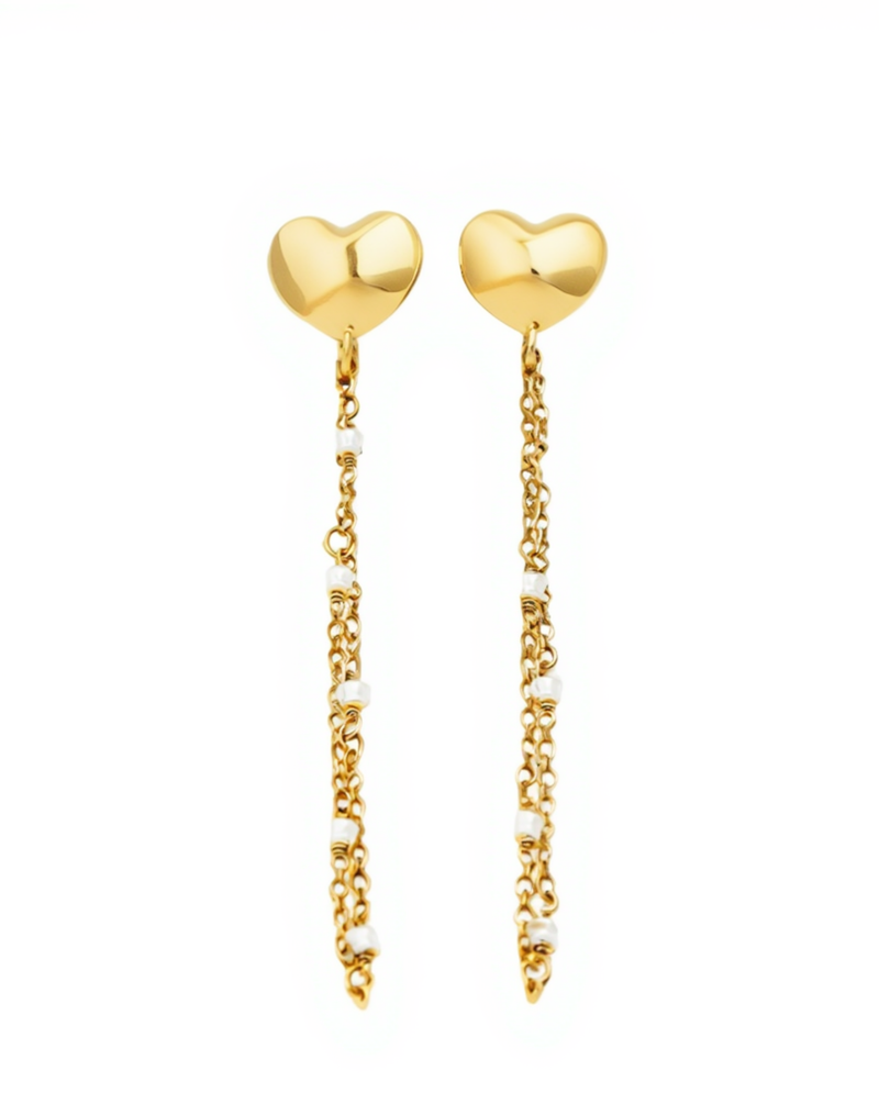 Heart Chain Drop Earrings