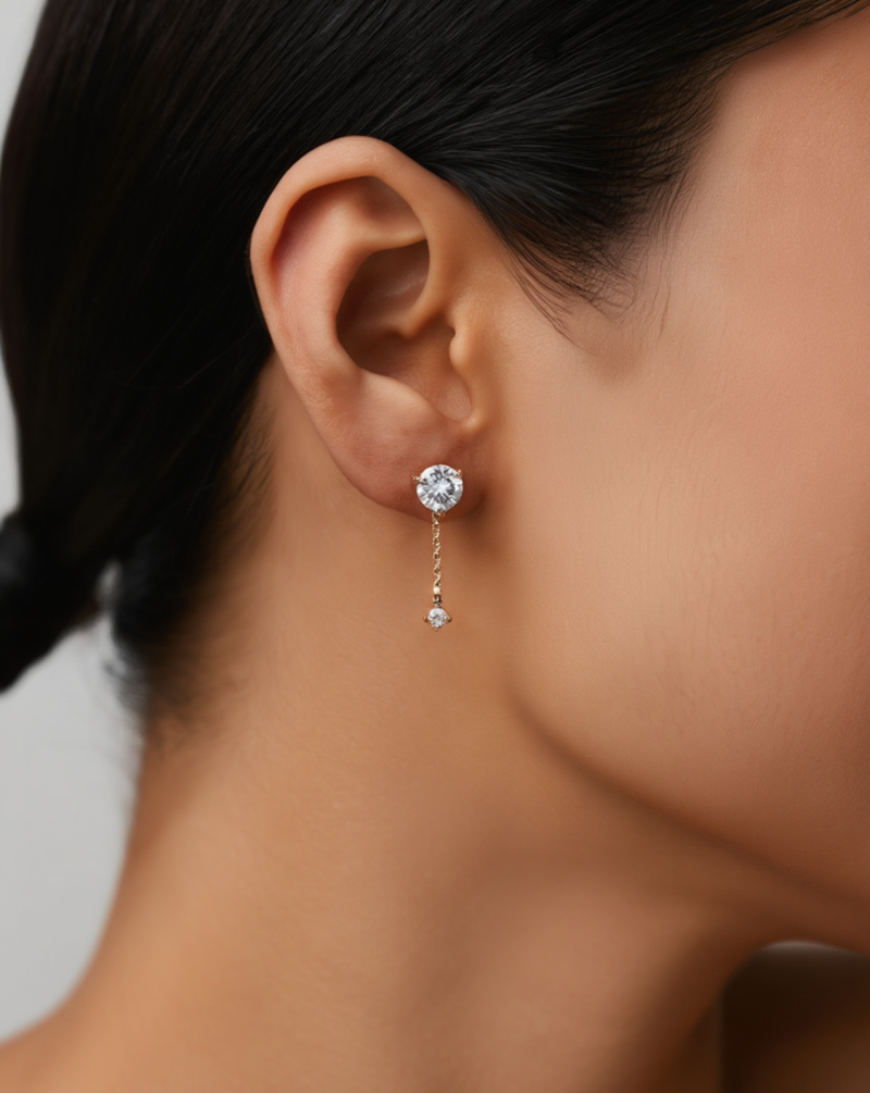 Dainty Crystal Drop Studs alt