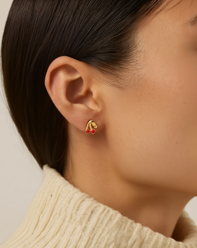 Cherry Enamel Studs alt