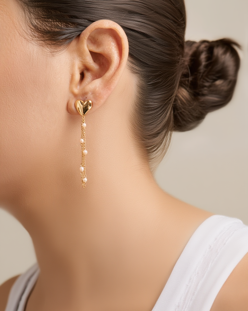 Heart Chain Drop Earrings alt