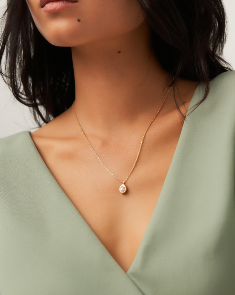 Organic Shell Pearl Wrap Necklace alt